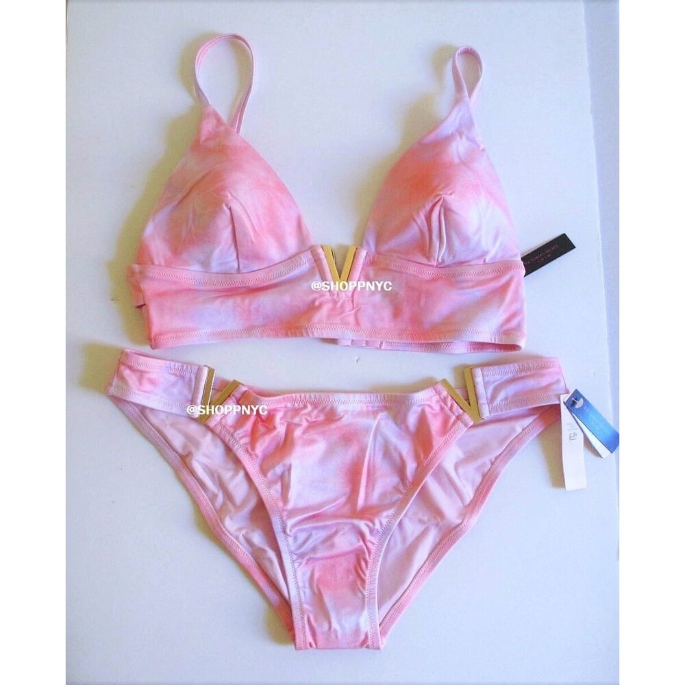 Victoria Secret V-Hardware Strappy Top Cheeky Bikini Set Tie Dye 36C 36D 38C L